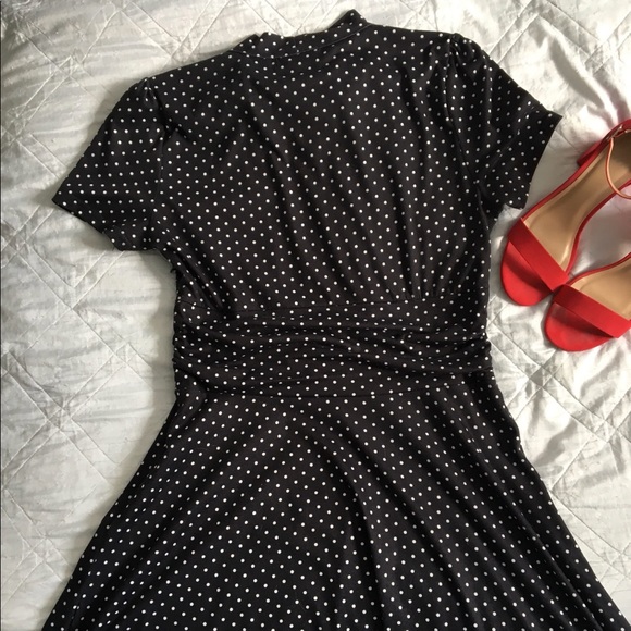 Vintage Fit and Flare Black & White Polka Dot Dress - Picture 6 of 7
